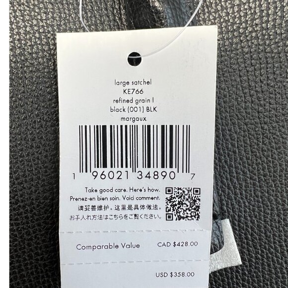 Kate Spade Margaux Large Satchel Crossbody Handbag, Black - Picture 7 of 11